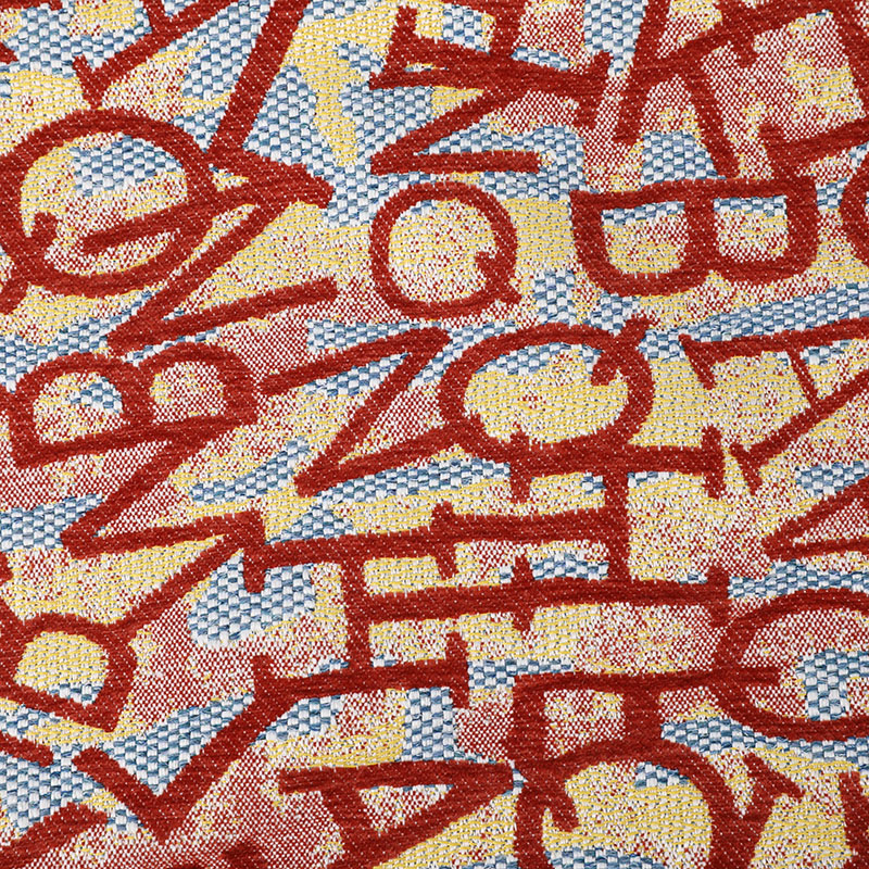 Tecido jacquard vermelho forte à prova d'água com estampa de letras elegantes